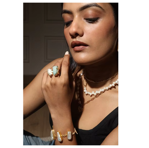 Elegant Designer Inspired Ocean Dew <b>Ring</b> for Women with Glossy Finish and Lightweight Comfort <b>Crafted</b> in India Elegance - Product Image 4