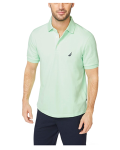 Polo pour homme en piqué de coton extensible solide à manches courtes Col polo 100% coton avec une patte de boutonnage sportive - Product Image 1