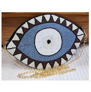 Bolso de mano de viaje de noche con cuentas hecho a mano de diseñador de estilo bohemio indio para mujer - Product Image 4