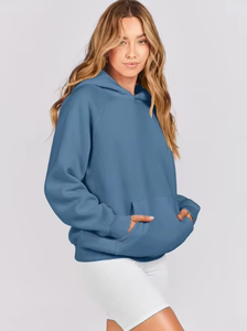 Sweat à capuche en polaire épais pour femmes, hiver, logo personnalisé OEM, design et impression sur le devant, streetwear écologique, prix de gros - Product Image 3