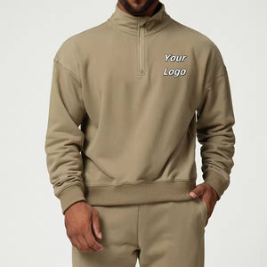 Sudadera con cremallera de un cuarto de los hombres con logotipo personalizado, jersey de lana, ropa de calle informal cálida para invierno, sudaderas con capucha de moda al por mayor de OEM, talla adulta - Product Image 6