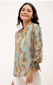 Top de manga larga de crepé ahumado con estampado de animales para mujer, ropa de vacaciones personalizada antiarrugas cómoda para otoño primavera invierno - Product Image 3