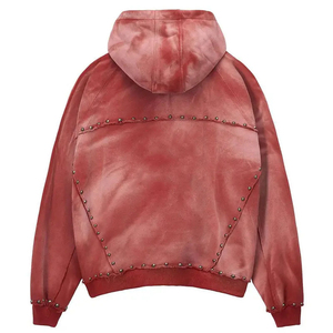 Diseñe sus propios chándales Vintage personalizados Logotipo con estampado de pantalla de diamantes de imitación Algodón pesado de gran tamaño Lavado ácido Sun Faded Men Hoodies - Product Image 6