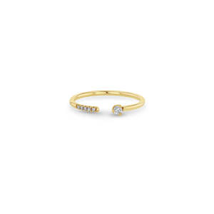 Pave And Prong Set Round Cut Lab Creado Diamante Compromiso Anillo abierto Pave Set Oro sólido Boda Anillo de promesa de compromiso único - Product Image 1