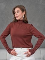 Suéter de Punto con Cuello Alto y Botones, Estilo Moderno para Mujer, Manga Larga, Deportivo, Casual, Elegante para Oficina, Oportunidad de Venta al Por Mayor