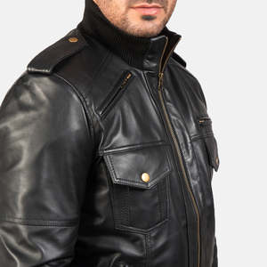 Chaqueta Bomber de Piel de Oveja Auténtica Agent Shadow, Cuello Alto con Cierre de Cremallera, Diseño Reversible, Tallas XS-XL para Otoño - Product Image 6