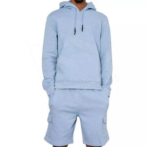 Nouvelle mode impression Logo français éponge survêtements unisexe 100% coton à capuche costumes impression personnalisée Shorts hommes à capuche ensemble - Product Image 2