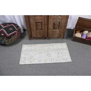 พรมวินเทจขนาดเล็ก 1.6x3.2 ฟุต พรมตุรกี สีขาวดำลายพราง พรมขนสัตว์ - Product Image 3