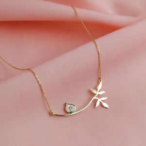 Collier avec pendentif artisanal en forme de branche de grenade en zircon, vente en gros, fabrication turque, plaqué rhodium, argent sterling 925 - Product Image 2