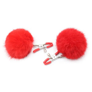 Venta al por mayor de fábrica, pinzas de pecho de plumas rojas redondas de Color erótico, juguetes para parejas, Bondage, electrodomésticos femeninos, pinzas para bolas de pelo - Product Image 6