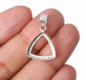 925 argent Sterling trillion forme 4mm 20mm bricolage pince lunette tasse pendentif réglage plaqué Semi montage bijoux pierre bijoux - Product Image 1