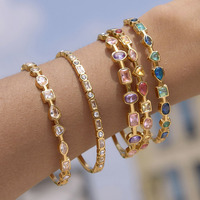 Bracelet MIRADIA étanche en zircon plaqué or, bijou de marque célèbre en acier inoxydable fin, bracelet jonc tendance
