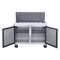 Réfrigérateur-congélateur de comptoir à double porte pour salades, pizzas, méga-bar, sandwichs, table de préparation