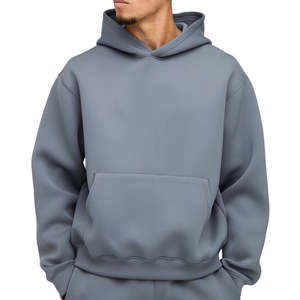 Sweat à capuche surdimensionné en coton de haute qualité pour hommes épais polaire goutte épaule à capuche col solide personnalisable uni blanc pour l'hiver - Product Image 4