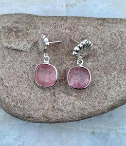 Pendiente hecho a mano de morganita de Plata de Ley 925, hermoso pendiente de mujer. - Product Image 3