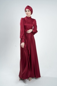 Robe abaya coupe ajustée exclusive islamique modeste couleur primevère marron avec cape pour femmes musulmanes robe de mariée modeste - Product Image 2