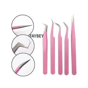 Nouveau design pince à épiler extension de cils pointe de fibre 45 degrés pince à épiler 12cm poids 16.5g couleur personnalisée - Product Image 4