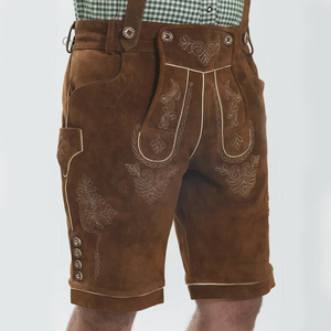 Lederhosen bavarois authentique pour hommes Oktoberfest allemand de qualité supérieure Shorts traditionnels en cuir suédé pour acheteurs de gros vêtements - Product Image 5