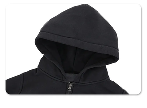 Sudadera con capucha con cremallera para hombre personalizada, elementos esenciales de invierno informales con bolsillos dobles, Sudadera con capucha tejida de algodón pesado, diseño liso en blanco - Product Image 4