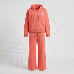 ชุดเซ็ตสเวตสูทพิมพ์ลายสกรีนสำหรับผู้หญิง เสื้อฮู้ดมีซิป ชุดลำลองสองชิ้น ชุดจ็อกเกอร์ ชุดแทรคสูท ชุดออกกำลังกายสำหรับผู้หญิง - Product Image 1