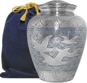 Urna Funeraria para Adultos, Estilo Europeo, Acabado Plateado Blanco, Biodegradable, 200 Pulgadas Cúbicas, 10 Pulgadas, Diseño de Ángel Carismático - Product Image 4