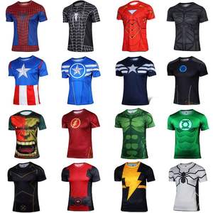 Bleu/noir graphique hommes demi manches chemises de Compression à séchage rapide Rash Guard Bjj Rash Guard MMA Rash Guards Fitness chemise d'entraînement - Product Image 6