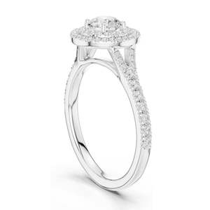 Bague de fiançailles pour femme avec diamant de laboratoire rond brillant halo de 1,082 carats, clarté VVS-VS EF, or 18 carats, 14 carats, 10 carats et argent 925 - Product Image 5