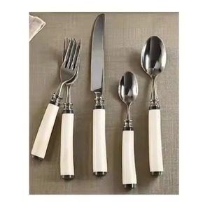Juego de Cubiertos Elegante de Acero de Alta Calidad con Acabado Espejo y Mangos de Hueso Natural, Juego de Cubiertos para el Hogar, Accesorio de Cocina - Product Image 1