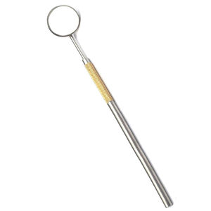 Miroir buccal dentaire en acier inoxydable allemand de haute qualité, manche plaqué or, finition polie, instrument manuel en acrylique et métal - Product Image 2