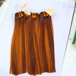 Super doble dibujado cabello humano virgen, 12A grado hueso recto Vietnam extensión de cabello humano paquete naranja Piano Color - Product Image 4