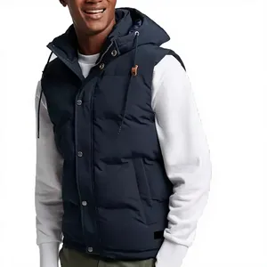 Pantalones de equitación sin mangas azul marino con capucha y cuello alto para hombre, ropa exterior informal de poliéster/nailon, personalizados 2026 - Product Image 4