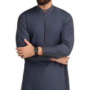 Traje Tradicional Pakistaní Shalwar Kameez Azul Acero para Hombre, Kurta Pajama de Diseñador con Tela de Alta Calidad, Ropa Étnica para Hombre - Product Image 2