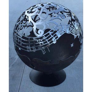 Decorative metal <b>fire</b> <b>pit</b> with copper accents and laser cut finished enhancing rustic outdoor aesthetics and warmth - Product Image 3