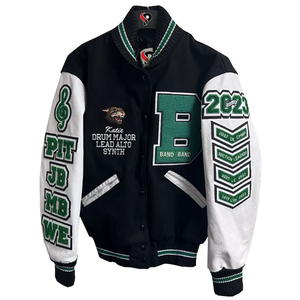 Blouson aviateur en laine pour hommes de qualité supérieure OEM, patchs universitaires brodés sur mesure, veste universitaire Lettermen à manches en cuir de vache véritable - Product Image 3