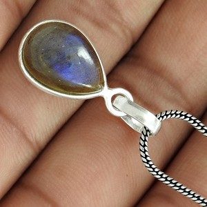 Pierre précieuse de Labradorite naturelle Pendentif en forme de larme en argent sterling 925 Bijoux faits à la main Prix d'usine de gros Fournisseurs en vrac - Product Image 3