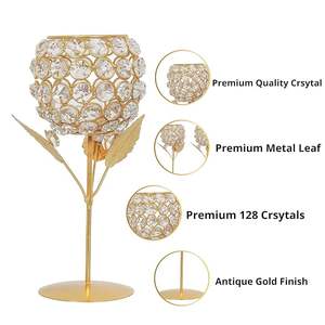 Porte-bougie en métal doré romantique pour Noël, pour mariage et dîner aux chandelles & décorations d'intérieur - Product Image 5