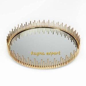ใหม่ออกแบบโลหะกระจกถาดรอบโลหะและกระจกฐานถาดด้วยทองเหลืองโบราณเสร็จในราคาที่ลดสำหรับการสั่งซื้อจำนวนมาก - Product Image 4