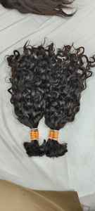 Extensiones de cabello humano indio virgen 100% sin procesar Paquetes de cabello humano alineados con cutícula rizada - Product Image 5