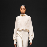 Chemisiers et chemises pour femmes de mode de luxe PATRICIA CHEMISIER À COU À LIRE AVANT Détail plissé Vêtements pour femmes décontractés du Vietnam