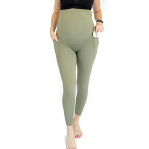 Logotipo personalizado vestido <span class=keywords><strong>de</strong></span> maternidad ropa <span class=keywords><strong>de</strong></span> entrenamiento gimnasio Fitness Yoga pantalones <span class=keywords><strong>de</strong></span> secado rápido <span class=keywords><strong>de</strong></span> talla grande mujeres embarazadas Leggings bolsillos - Product Image 3