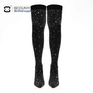 2023 femmes élégant microfibre mince talon haut sur le genou bottes Sexy bout pointu fête femmes cuissardes bottes chaussures pour dame - Product Image 5