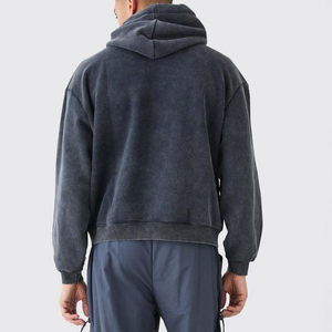 Peso pesado 100% algodón Vintage lavado ácido invierno bordado hombres mangas raglán de gran tamaño Boxy Fit piedra lavada con capucha - Product Image 4