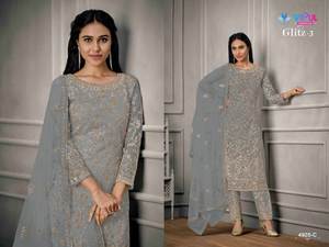 2024 Punjabi Style romain indien occidental femmes ready-made Churidaar robe matériel haute qualité Net bas prix costume Salwar - Product Image 3