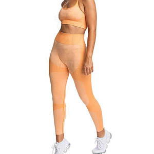 2024 femmes taille haute sport soutien-gorge grande taille Fitness porter respirant léger Yoga ensemble avec motif solide extensible - Product Image 1