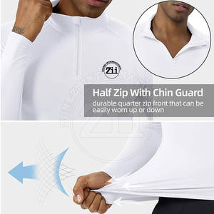 Chemises de compression respirantes et légères pour hommes, taille plus, manches longues, ajustées, avec fermeture éclair 1/4, pour la pratique de la remise en forme en plein air - Product Image 6