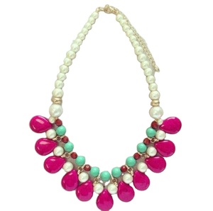 Collier Multicouche Perlé Rose et Vert de Haute Qualité pour Femme, Ensemble Coloré et Élégant Plaqué Or, Bijoux de Fête et de Mariage pour Femme - Product Image 3