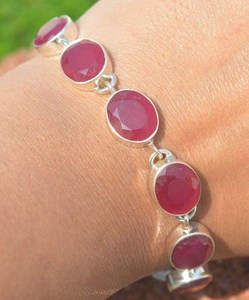 Red Ruby Gemstone 925 <b>Sterling</b> <b>Silver</b> Adjustable Tennis <b>Bracelet</b> 18K Gold Plated GIA Certified Handmade Luxury Jewelry for Women - Product Image 5