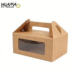 Food Grade Kraft Paper Cake <b>Box</b> Portable Cake <b>Box</b> with Handle & Window Disposable Packaging <b>box</b> for <b>Bakery</b> Desserts Shop - Product Image 2