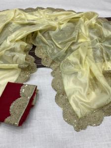 ชุดเดรสส่าหรีผ้าโปร่งบางเนื้อนุ่มงานปักเลื่อมจากอินเดีย - Product Image 6