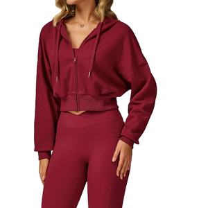 Sweat-shirt de yoga à fermeture éclair intégrale veste de sport pour femmes nouvelle mode de sport décontracté sweat à capuche à manches longues Badge à capuche Streetwear - Product Image 2